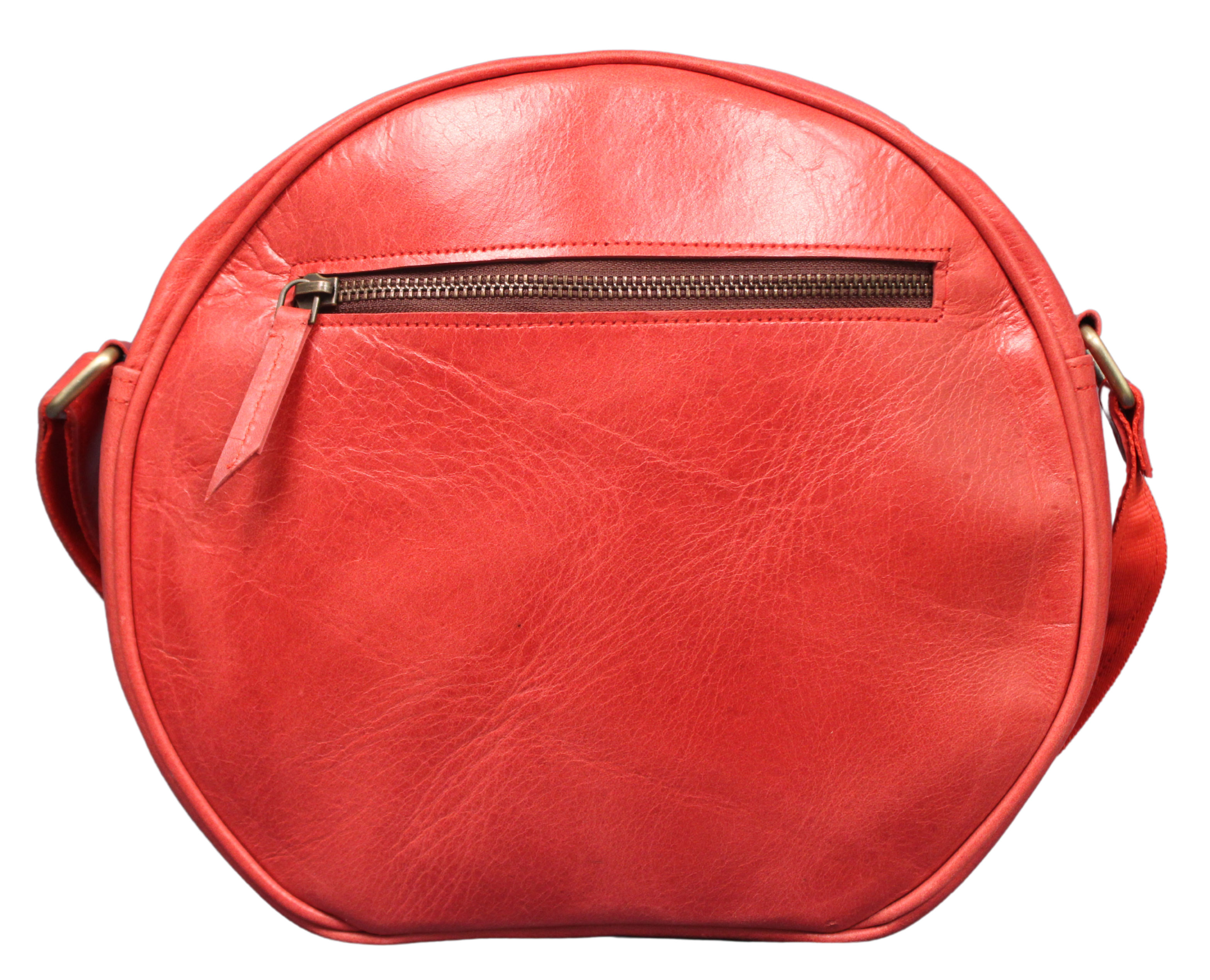 Crossbody Purse Buffalo Leather Hobo Women Semi Circle Zipper Red Bag